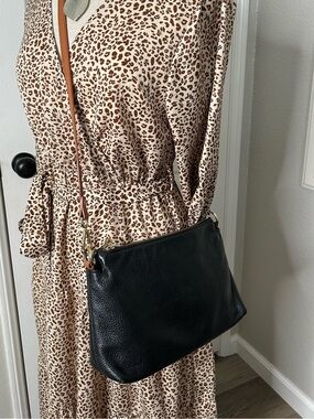 Valentina Black Pebble Leather Crossbody Bag